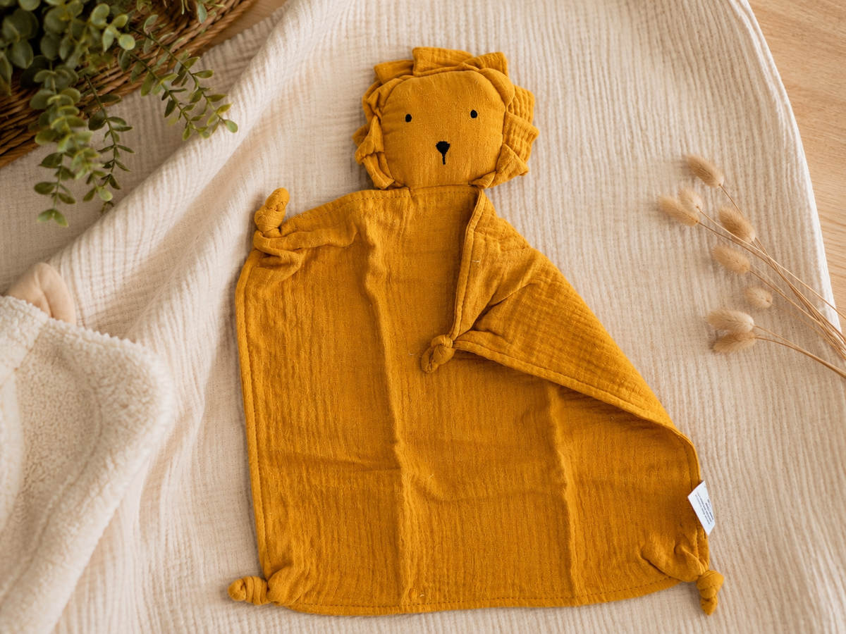 Doudou Lion en gaze de coton